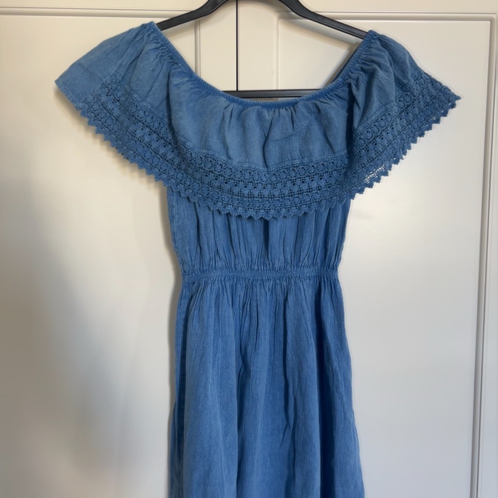 Blue Off-Shoulder Dress